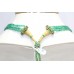 3 Line Necklace Strand String Beaded Green Onyx Gem Stone Diamond Cut Bead D957
